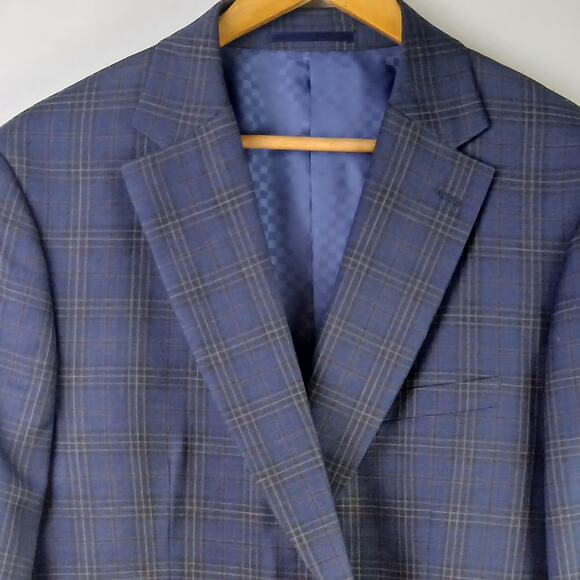 Douglas & Grahame Men's SZ 46R 100% Wool 282V Modern Fit Blazer Blue Plaid NWT - Picture 4 of 7